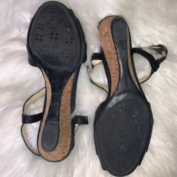 Naturalizer black snake hisa cork ankle wedges 6 - Picture 8 of 10